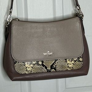 Kate Spade top zip crossbody or shoulder bag taupe with snake skin